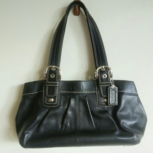 Coach Handbags - Coach black leather Ashley shoulder bag